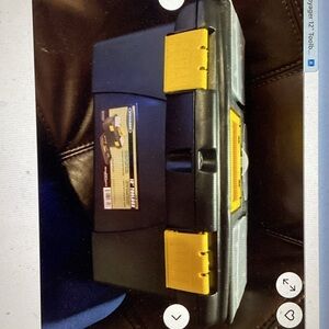 Portable Black Tool Box with Yellow Latches 12”